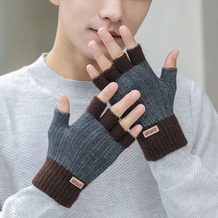 Men's Warm Thickened Half Finger Gloves