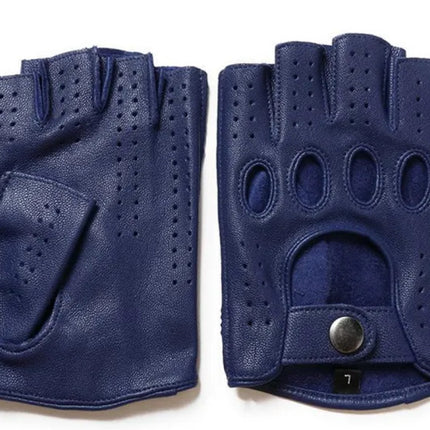 Riding Outdoor Leather Half Finger Sheepskin Gloves