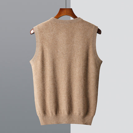 Casual Middle-aged V-neck Vest Sleeveless Sweater