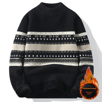 Men's Mock Neck Velvet Sweater