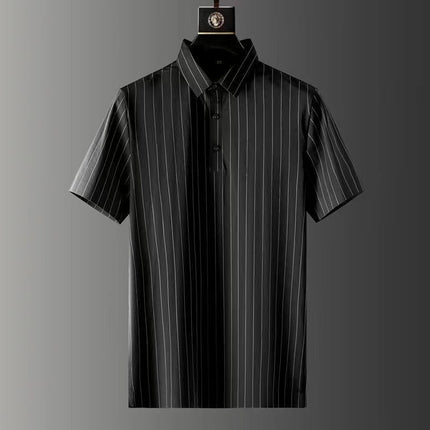 Men's Ice Silk Stripes Short Sleeve Pajama Suit