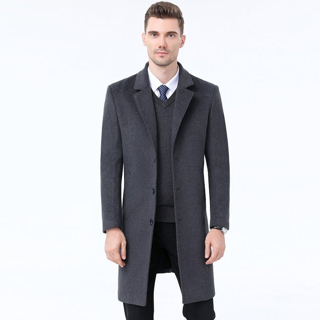 Men's Woolen Coat With Leisure Suit Collar