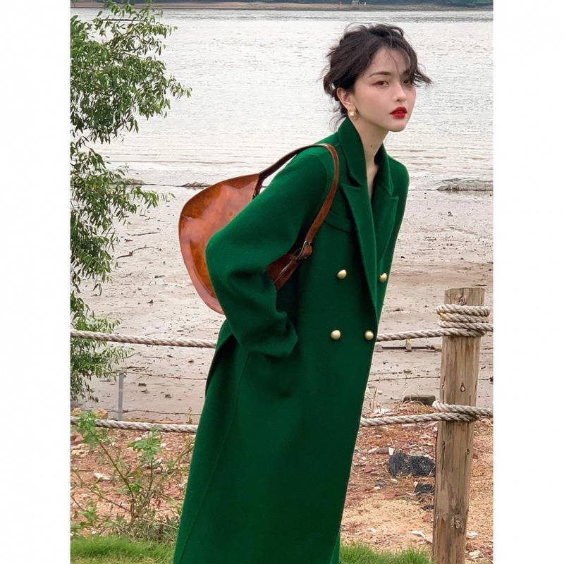 Women's Suit Collar Woolen Long Coat