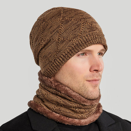 Men's Two-piece Woolen Hat With Head And Ear Protection