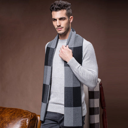 Men's Fashion Casual Plaid Warm Wool Scarve