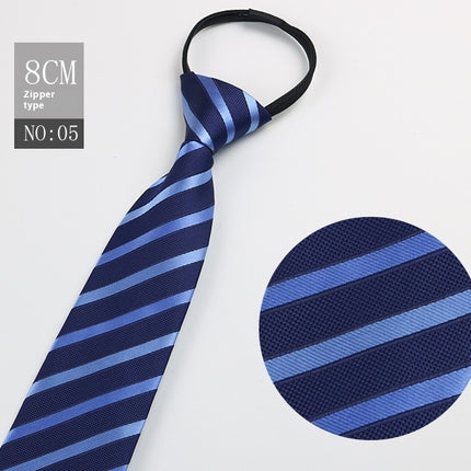 Black Men's Tie Striped Blue Business Tie Lazy Zip Tie In Stock Wholesale Pull Peels