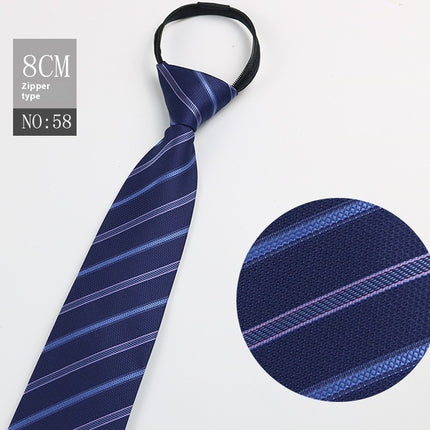 Black Men's Tie Striped Blue Business Tie Lazy Zip Tie In Stock Wholesale Pull Peels