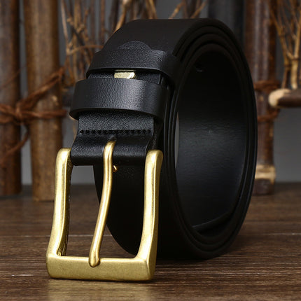 Cowhide Simple Glossy Casual Pants Belt