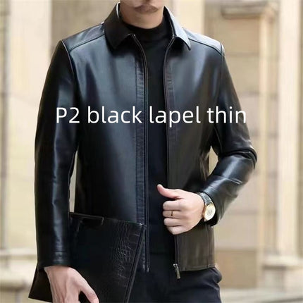 Men Leather Clothing With Stand Collar Men Fleece-lined