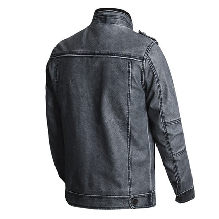 Thick PU Men's Fashion Casual Leather Jacket