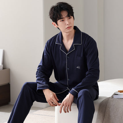 Men's Pure Cotton Long Sleeved Man Pajama Set