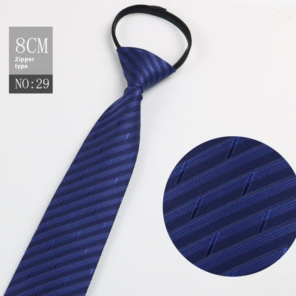 Black Men's Tie Striped Blue Business Tie Lazy Zip Tie In Stock Wholesale Pull Peels