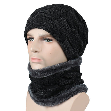 Men's Square Plaid Fleece Beanie Hat