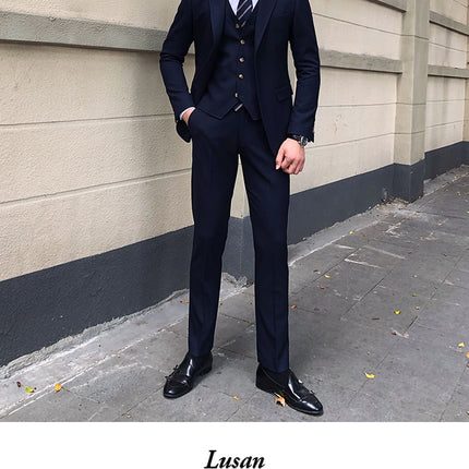 Men's Slim-fitting Three-piece Suit