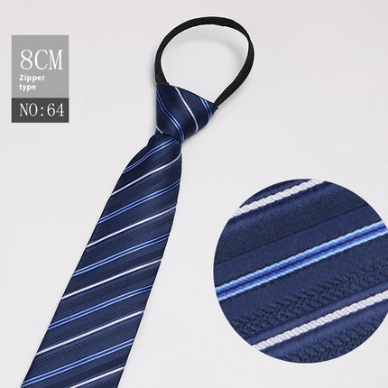 Black Men's Tie Striped Blue Business Tie Lazy Zip Tie In Stock Wholesale Pull Peels