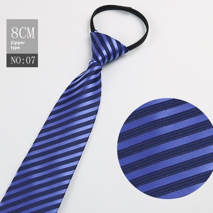 Black Men's Tie Striped Blue Business Tie Lazy Zip Tie In Stock Wholesale Pull Peels