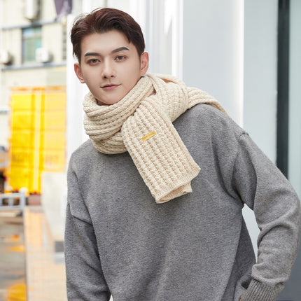 Men's Solid Colour Woollen Long Warm  Scarve