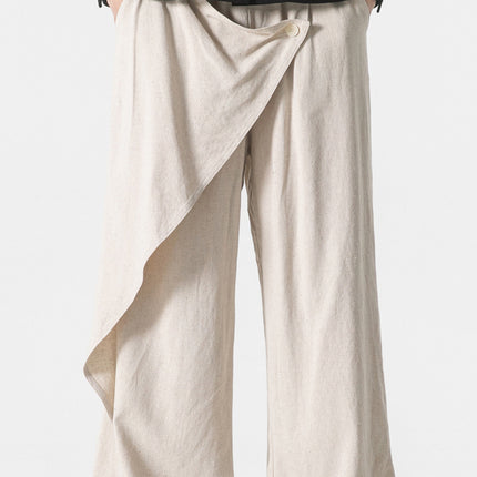 Cotton And Linen Casual  Men's Wide Leg Pants