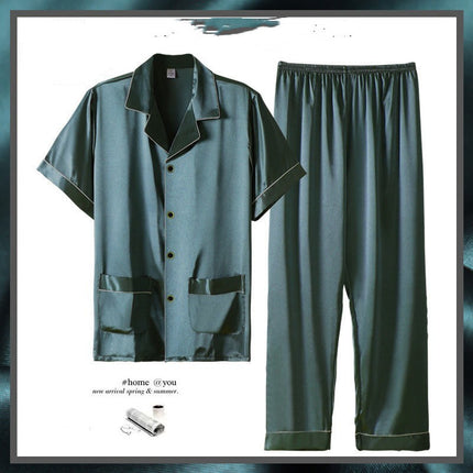 Men's Summer Short Sleeve Homewear Pajama Suit