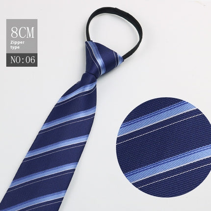 Black Men's Tie Striped Blue Business Tie Lazy Zip Tie In Stock Wholesale Pull Peels