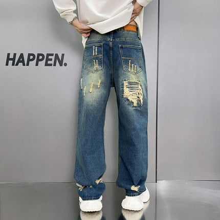 Loose Wide Leg Blue Washed Jeans