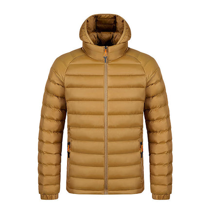 Men's Striped Hooded Warm Cotton-padded Down Jacket