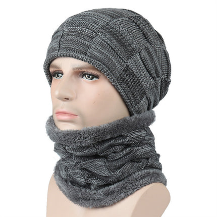 Men's Square Plaid Fleece Beanie Hat