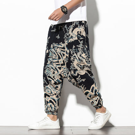 Summer Loose Wide-leg Flower Beach Harem Pants