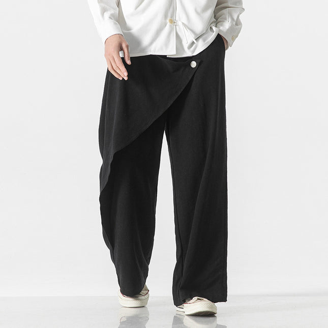 Cotton And Linen Casual  Men's Wide Leg Pants