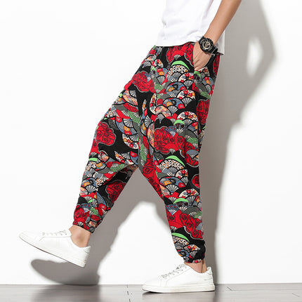 Summer Loose Wide-leg Flower Beach Harem Pants