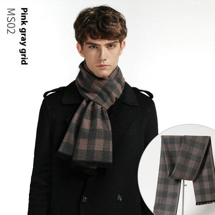 Simple Plaid Warm Keeping Cashmere Scarve