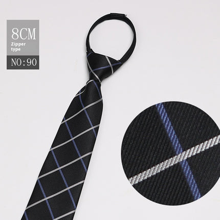 Black Men's Tie Striped Blue Business Tie Lazy Zip Tie In Stock Wholesale Pull Peels