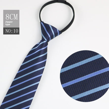 Black Men's Tie Striped Blue Business Tie Lazy Zip Tie In Stock Wholesale Pull Peels