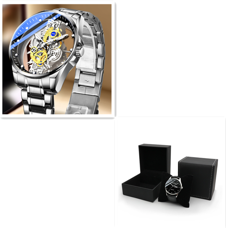 Men Watch Skeleton Automatic Quartz Watch